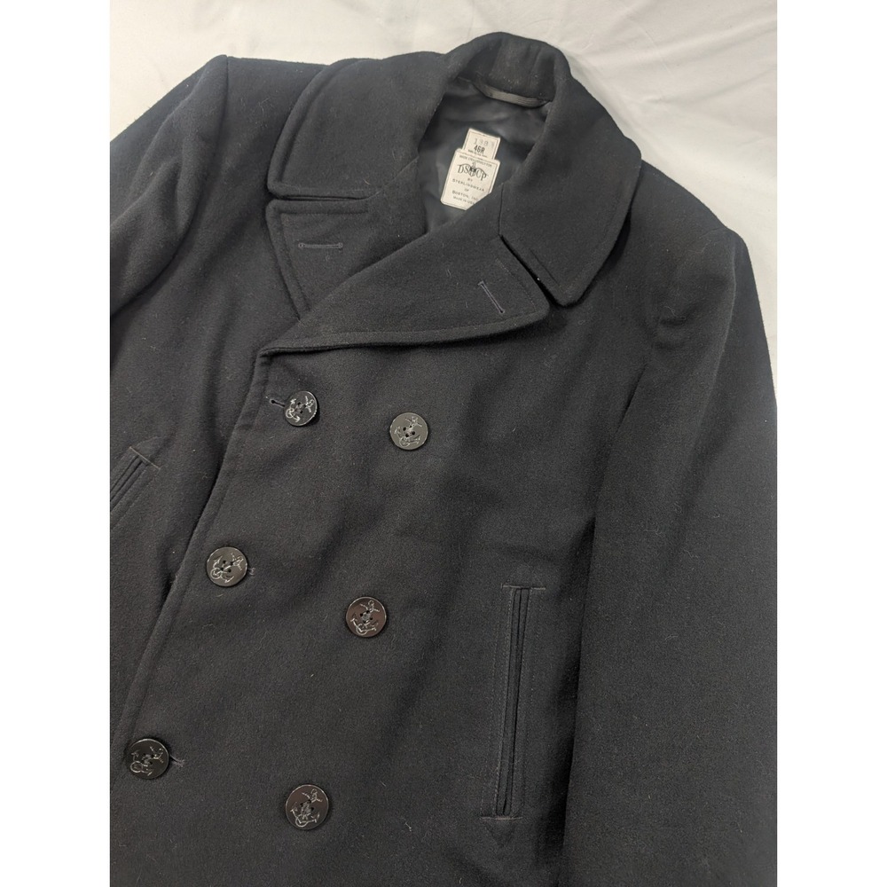 DSCP Sterlingwear Of Boston Peacoat Mens 46 XXL Black Quarterdeck Wool Overcoat